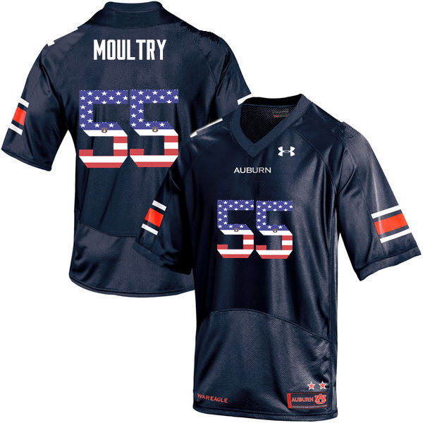 Auburn Tigers Men's T.D. Moultry #55 Navy Under Armour Stitched College USA Flag Fashion NCAA Authentic Football Jersey FGR6074WT